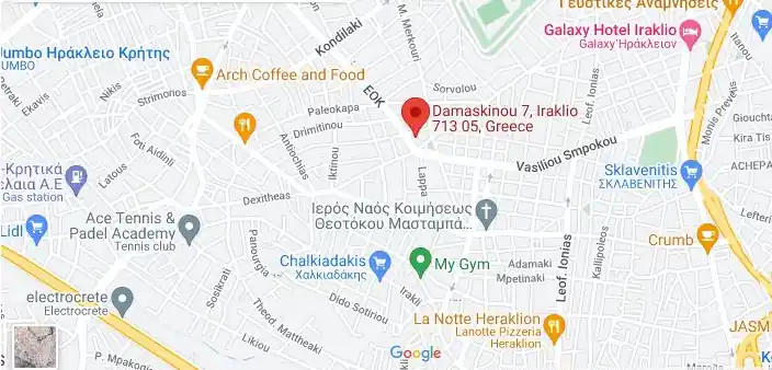 Χάρτης από το Google Maps που δείχνει την τοποθεσία της Εργαστίνης